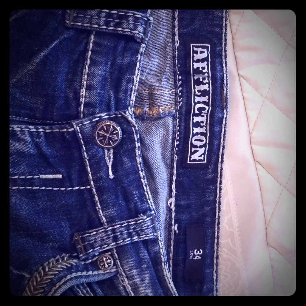 Affliction Black Premium Cooper Jeans 34 Long